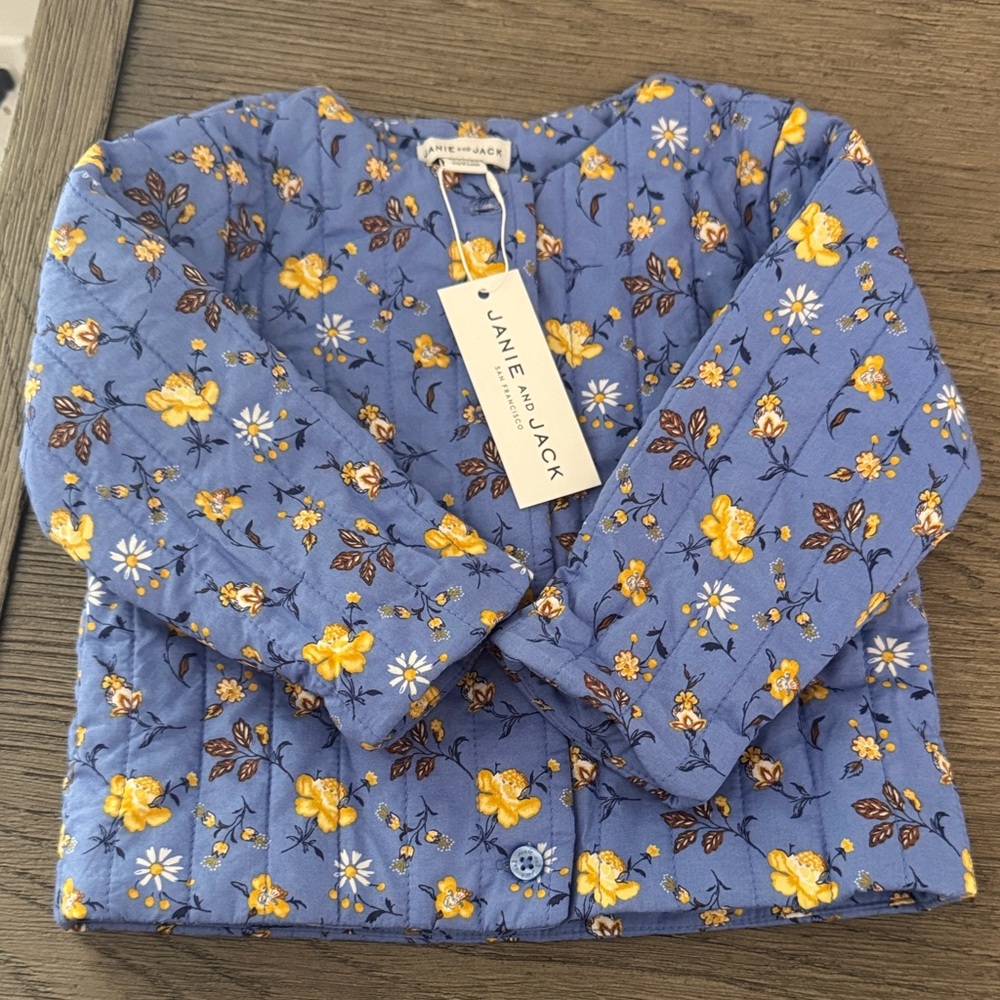 Janie and Jack Blue Jacket with Yellow Floral Pattern